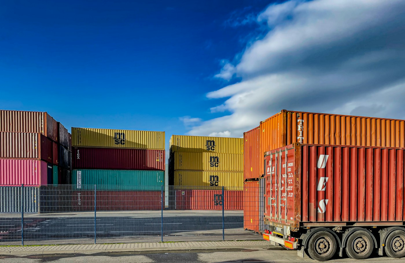 Containers at a Frankfurt freight terminal