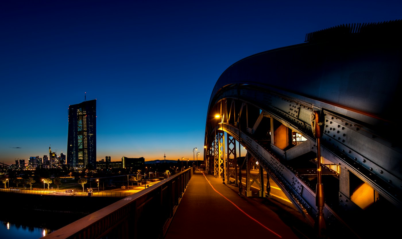 European Central Bank at dusk