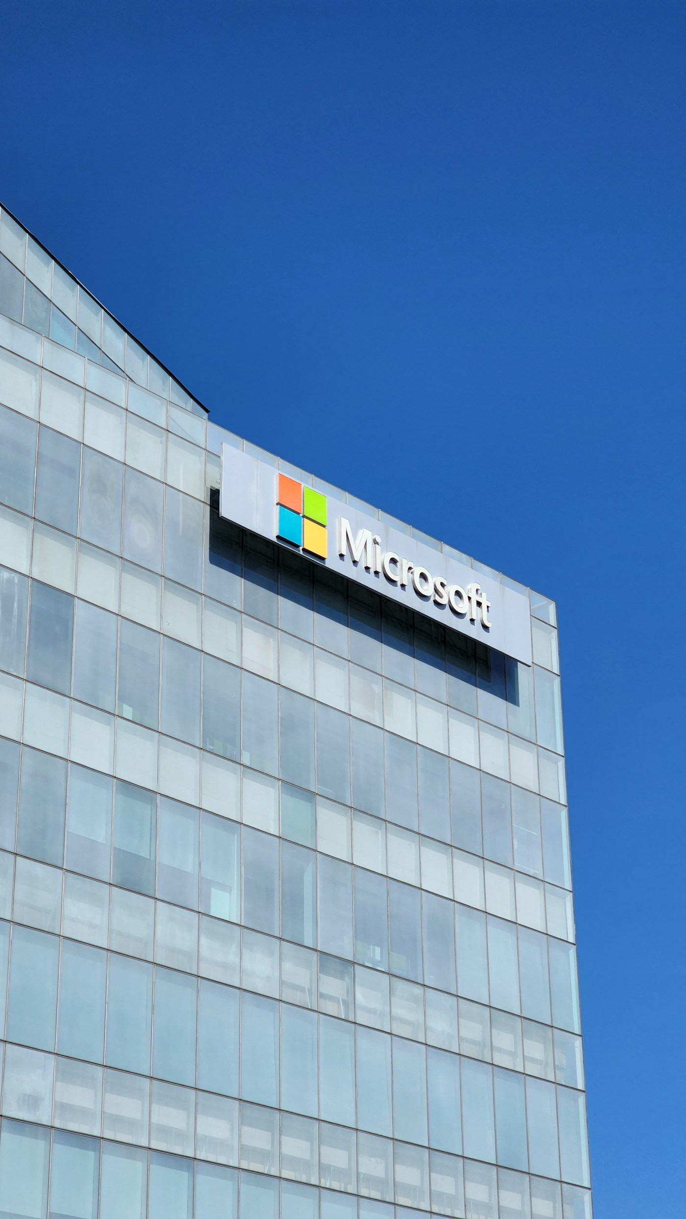 Microsoft sign on an office building